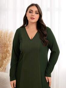 Al Najma Plus Solid V Neck Arabian Dress