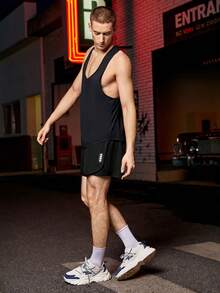 Manfinity Sport Corelite 男士二合一素色運動短褲 - 黑色 - 查看 6