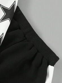 RueChic Big Boys' Letter Print Hooded Jacket And Trousers Set - Black and White - View 9