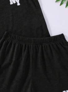 SHEIN 男童休闲舒适字母印花两件套