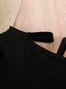 Baby Girl Asymmetrical Neck Tee & Flap Pocket Pants & Belt Bag - Royal Blue - View 8