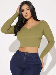 SHEIN SXY Ingekeepte hals Croptrui