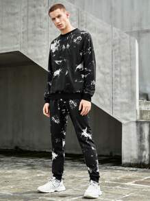 Gym Rark Boyfriend Style Men Tie Dye Sports Sweatshirt & Sweatpants, Athletic Suit, Tracksuit Workout Set Gym Set Workout Set - Multicolor - View 2