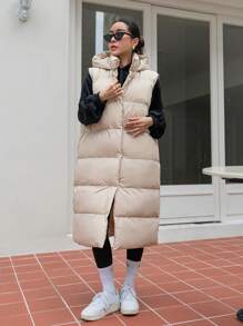 DAZY Weste mit durchgehendem Knopfverschluss, gepolsterte Taschen, Damen Wintermantel