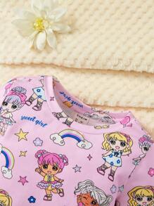 SHEIN Baby Girl Cartoon Graphic Tee - Pink - View 3