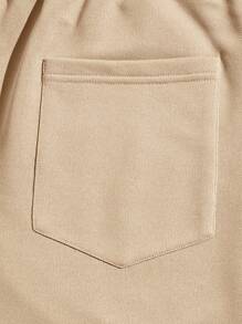 Manfinity VCAY Men Slogan Graphic Tee & Drawstring Waist Shorts Summer Outfit - Khaki - View 8