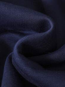 青少年女孩字母圖案保暖襯裡運動衫 - 寶藍色 - 查看 7