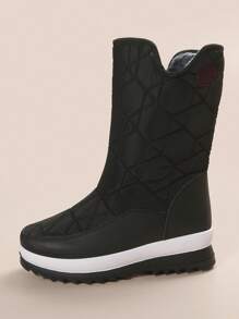 冬季日常穿着保暖内衬时尚休闲雪地靴 - 黑色 - 查看 4