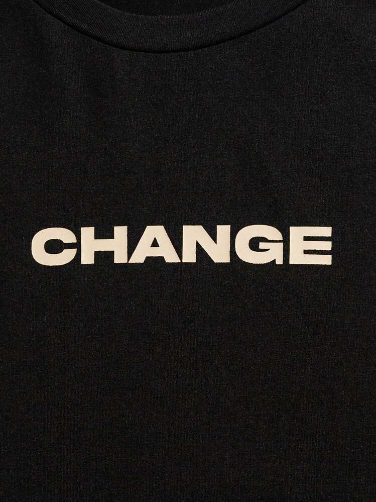 Manfinity VCAY 男士标语图案T恤和抽绳短裤夏季套装 - 卡其色 - 查看 9