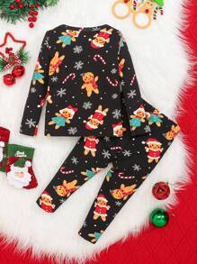 SHEIN Baby Boy Christmas Print Snug Fit PJ Set - Black - View 2