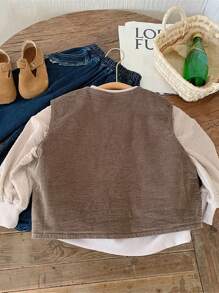 Garota Jovem Botão Frontal Bombazina Colete