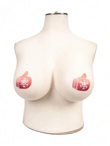 Talla grande Cubierta de pezón en forma de Papá Noel de Navidad - Rojo y blanco - Ver 4