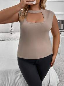 SHEIN 大碼針織上衣 - 卡其色 - 查看 3