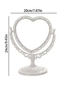 Vintage Desktop Makeup Mirror, 1pc Double Sided Y2K-Style Heart Shaped 360 Degree Swivel Magnifying Mirror Wooden Stand Table Top Vanity Mirror For Home Use, Vanity Mirror, Living Room Home Bedroom Bathroom House Decor, Travel Stuff, Wedding, Party, Birthday, Gifts For Men Mom Dad Best Friends Teacher, New Years, Accessories, Funny Gift,Makeup,Cheap,Room Decor,Vanity,Travel,Bedroom,Makeup Accessories,Mirror,Vanity Mirror,Cheap,Stocking Stuffers,Makeup,Makeup Tools,Cheap Stuff,Gifts,Gifts For Women,Christmas Gifts - White - View 7