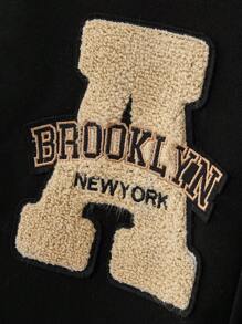 Manfinity Campus Court Aesthetic Post--Loose Fit Men's Long Sleeve Letter Graphic Colorblock Drop Shoulder Varsity Jacket Without Hoodie, For Fall - Multicolor - View 7