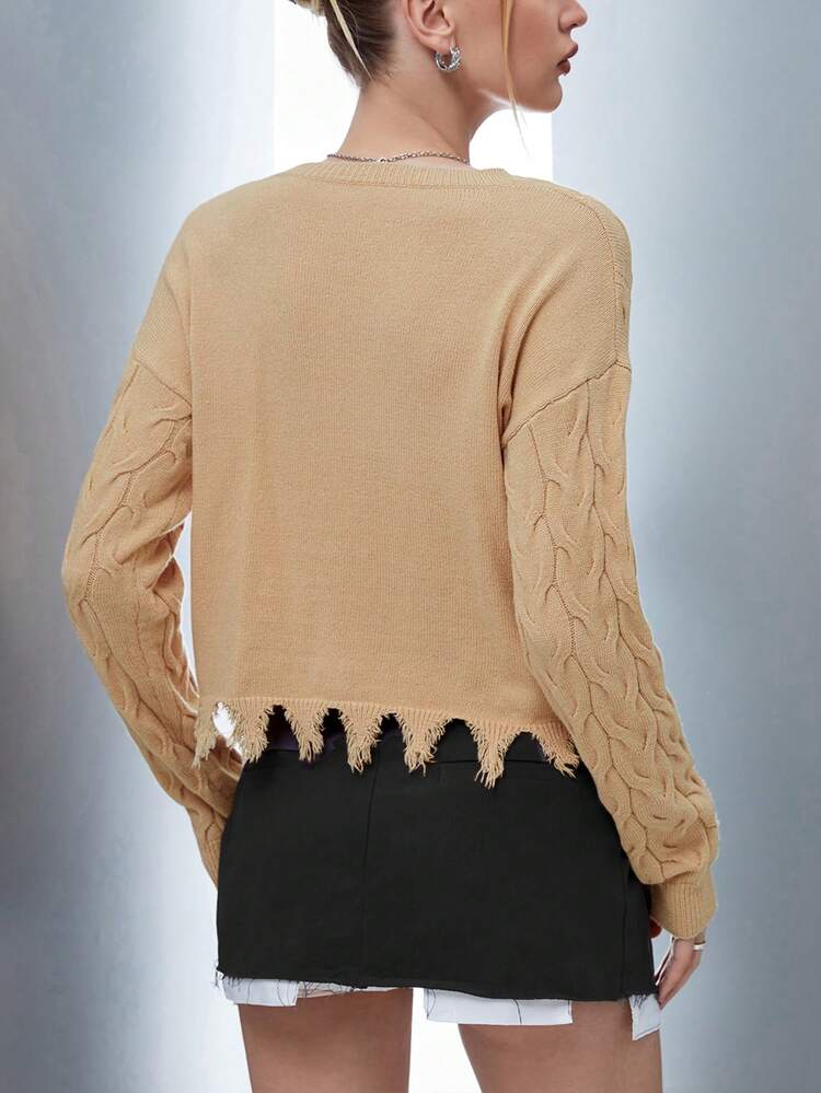 Colorblock Drop Shoulder Knit Pullover Fall Winter Sweater