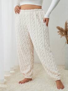 Plus Solid Flannelette Sleep Pants - Apricot - View 4