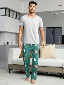 1pc Christmas Print Sleep Pants - Multicolor - View 5