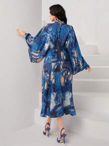 Modelyn Váy xếp ly tay áo cánh dơi in toàn bộ - Nhiều màu - Xem 2