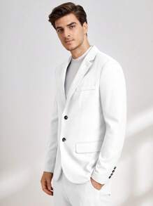 Manfinity VCAY Hombres Set traje Pantalones con blazer unicolor - Blanco - Ver 5