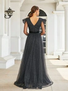 Missord Đầm maxi có dây buộc lưới - màu đen - Xem 2