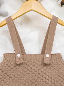 SHEIN Baby Boy Solid Knit Suspender Pants Without Tee - Apricot - View 6