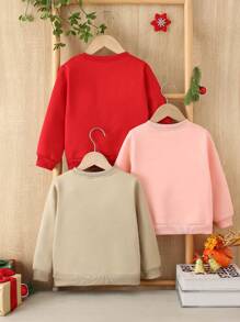 SHEIN Young Girl 3pcs Fun & Cute Letter Cartoon Printed Round Neck Sweatshirt Set For Autumn And Winter