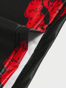Hombres Shorts de natación con estampado de labio con lazo delantero pierna cuadrada