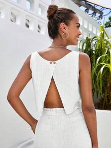 SHEIN VCAY Solid Tank Top & Wide Leg Pants