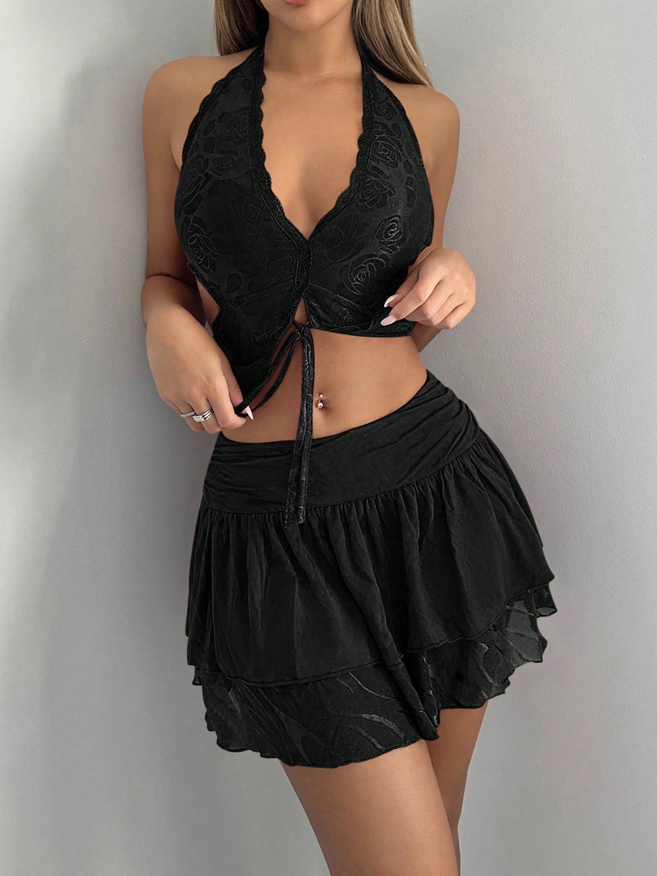 SHEIN SHEIN ICON Ruffle Hem Skirt