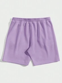 Manfinity RebelGame Men Letter Graphic Drawstring Waist Shorts - Purple - View 2