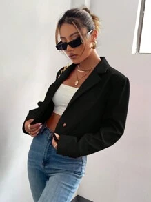 BizChic Blazer de solapa con un solo botón para otoño/invierno