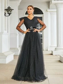 Missord Đầm maxi có dây buộc lưới - màu đen - Xem 8