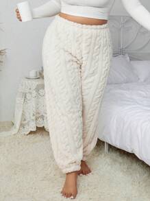 Plus Solid Flannelette Sleep Pants - Apricot - View 3
