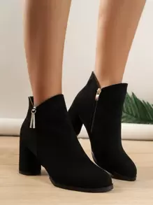 Fall/Winter 2025 Women's Chunky Heel Round Toe Fashion Boots - Black - View 2