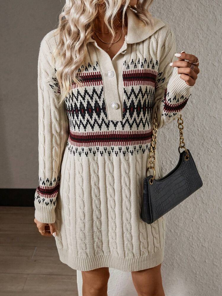 Women's Retro Style Minimalist Casual Knit Sweater Dress