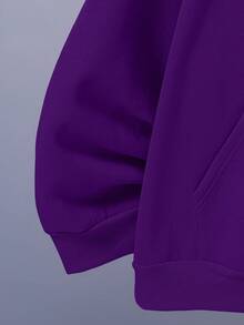 Nam Plus Đồ họa Chữ cái Túi kangaroo Dây rút Lót nhiệt Hoodie - trắng - Xem 5