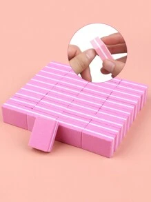 50 件迷你泡沫指甲锉方形指甲抛光工具指甲修形美甲工具，粉色 - 粉色 - 查看 6