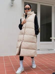 DAZY Weste mit durchgehendem Knopfverschluss, gepolsterte Taschen, Damen Wintermantel