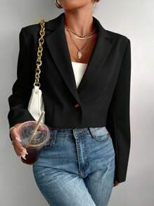 BizChic Blazer de solapa con un solo botón para otoño/invierno