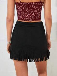 Soleia 鉚釘細節流蘇下擺半身裙 - 白色 - 查看 2