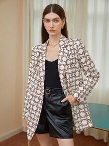 BizChic Allover Print Lapel Neck Blazer In Fall/Winter - Multicolor - View 5