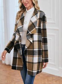 EMERY ROSE Áo khoác kẻ sọc cổ thác nước - Nhiều màu - Xem 4