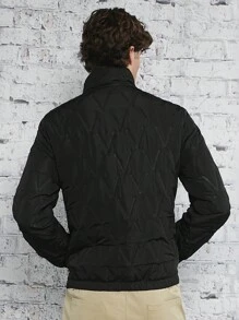 Manfinity VCAY Loose Fit Men's Solid Color Zip-Up Quilted Winter Coat