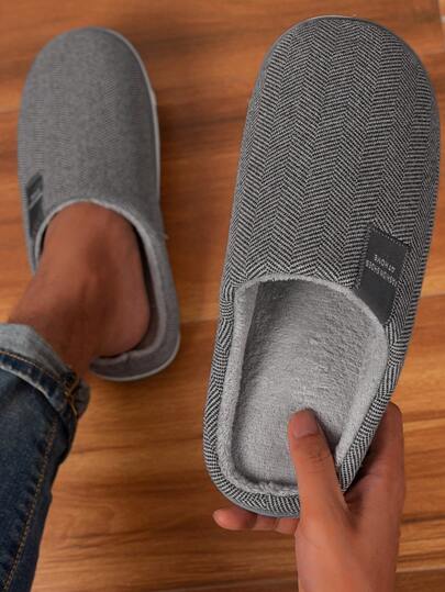 Plus Size Men's Fluffy Indoor Slippers, Warm & Anti-Slip, Suitable For Autumn/Winter,Furry Shoes