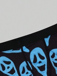 Quần lót boxer thun co giãn in ma cho nam - Màu xanh nhạt - Xem 4