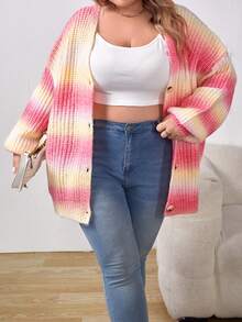 SHEIN CURVE+ Hơn Bóng Thả vai Áo len Mở - Nhiều màu - Xem 5