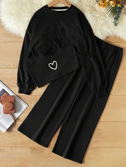 RueChic Tween Flicka Hjärttryck Cami Toppar & byxor & Tröja