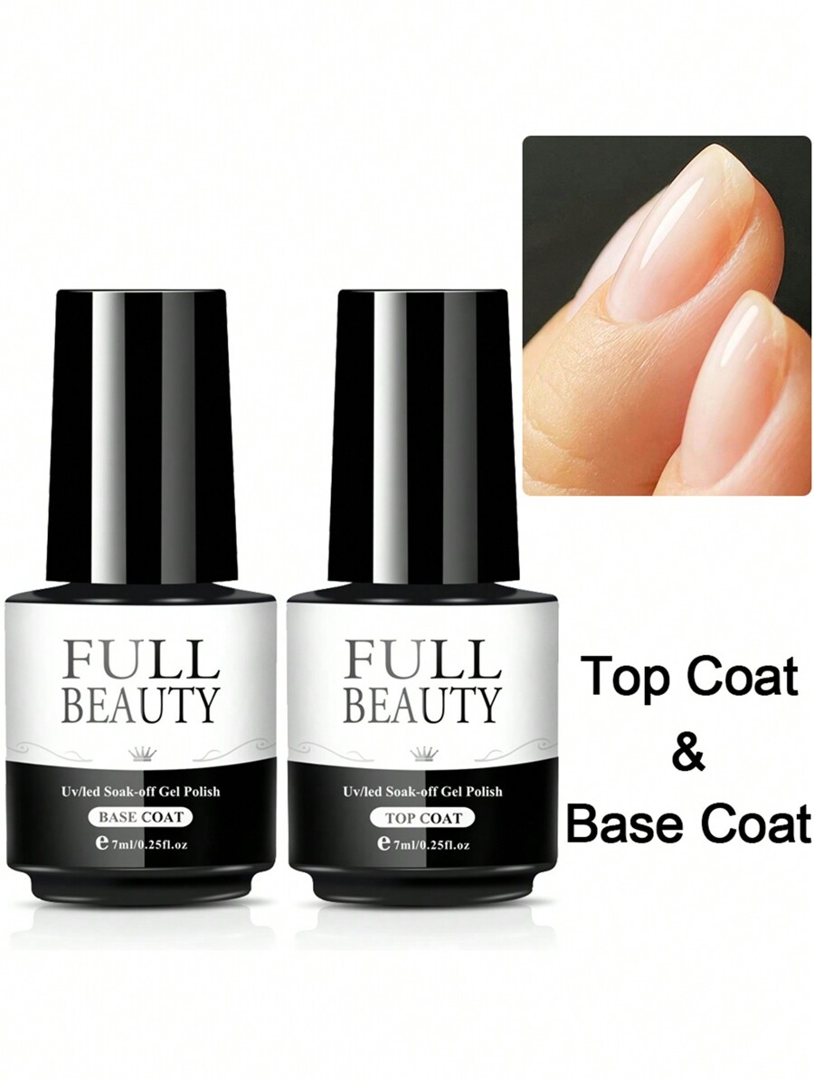 FULL BEAUTY 2 Box 7 ml Base And Top Coat For Gel Polish Transparent