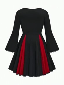 Calvaya Talla grande Vestido de color combinado con cordón delantero